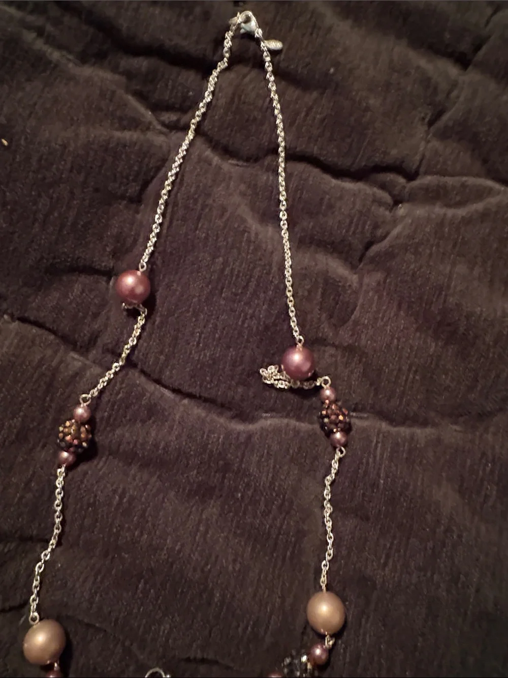 RMN Rose and Beaded Long Necklace with Matching Earrings